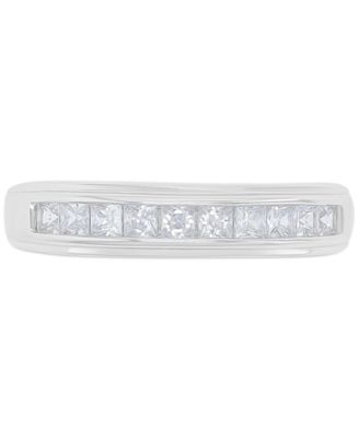 Cubic Zirconia Princess Cut Channel Bridal Set in Sterling Silver