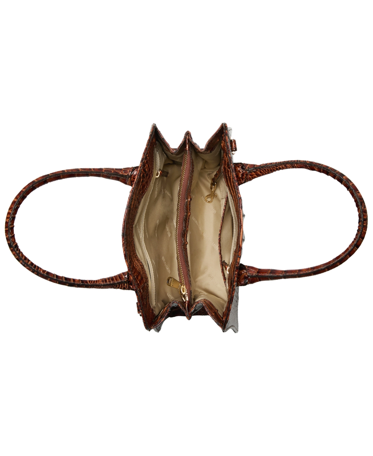 Brahmin Rosetta Melbourne Medium Leather Satchel Bag In Pecan