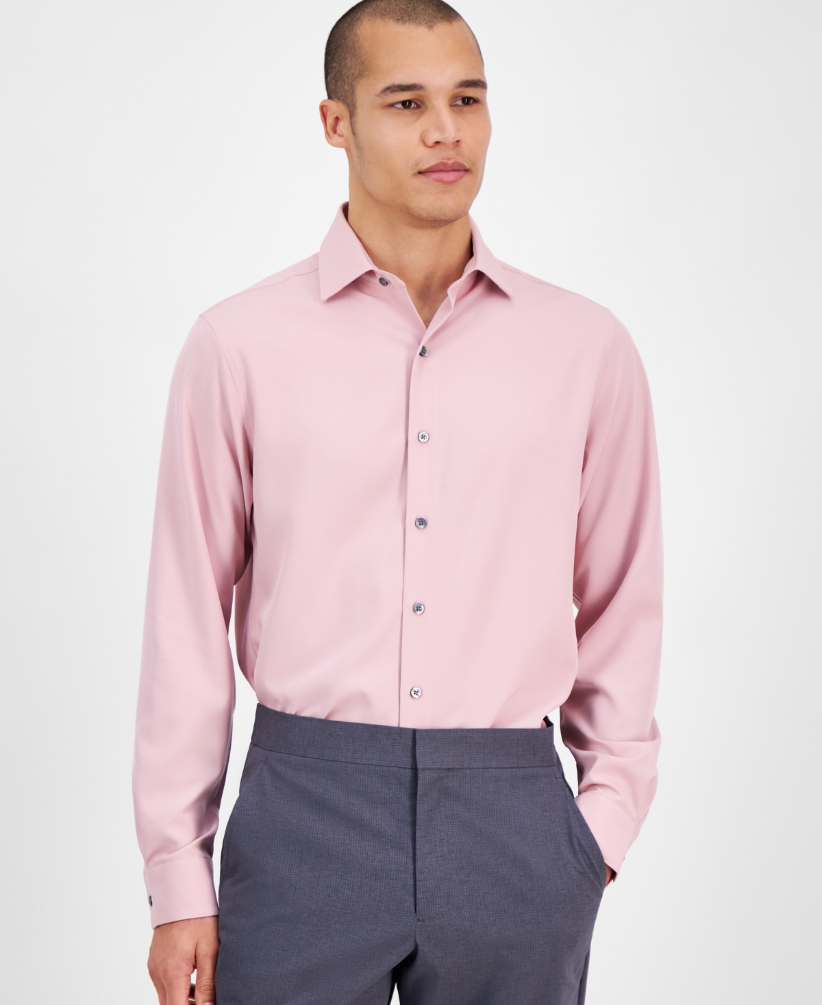 Alfani Men's Slim Fit 4-way Stretch Dress Shirt, Created For Macy's In Mauve Mist