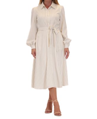 julia jordan - Women's Collared Button-Front Belted Shirtdress