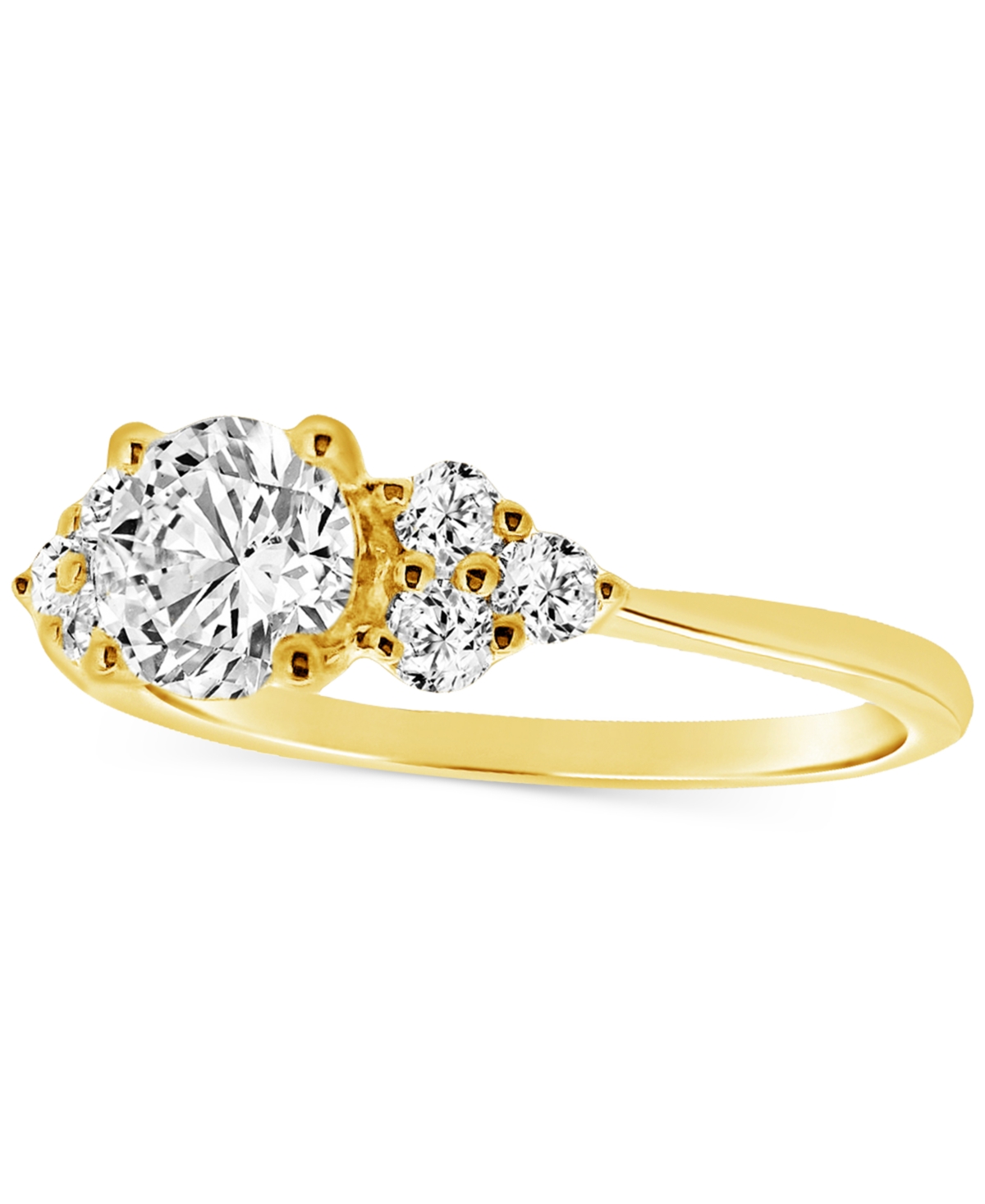 Macy's Diamond Shoulder Cluster Engagement Ring (1 Ct. T.w.) In 14k Gold In Yellow Gold