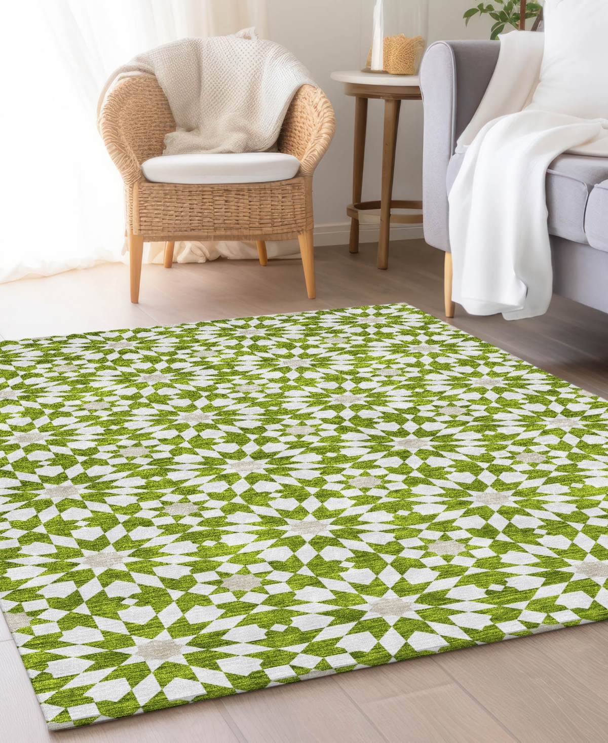 Addison Chantille Machine Washable Acn734 5'x7'6" Area Rug In Lime