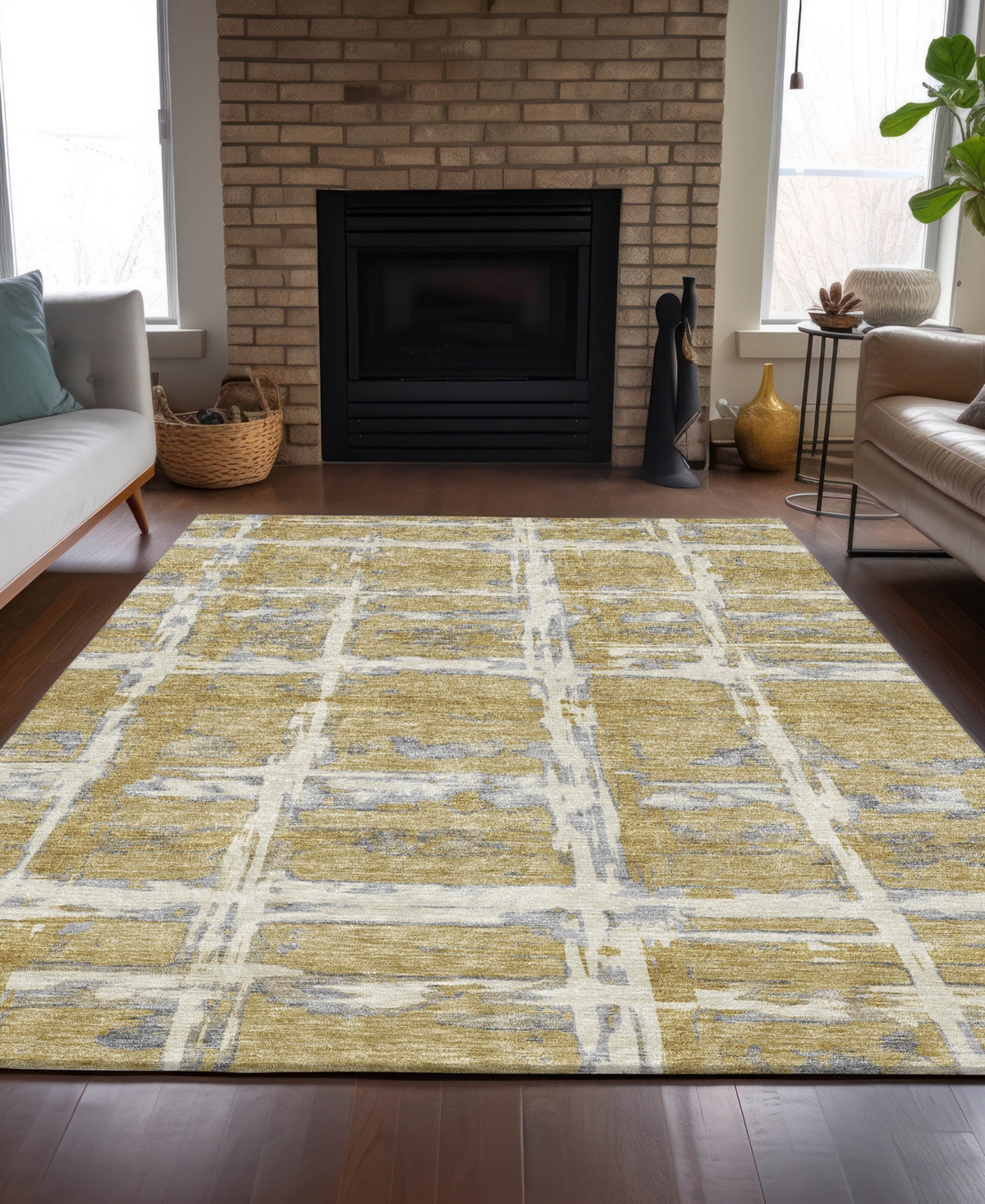 Addison Chantille Machine Washable Acn745 8'x10' Area Rug In Gold