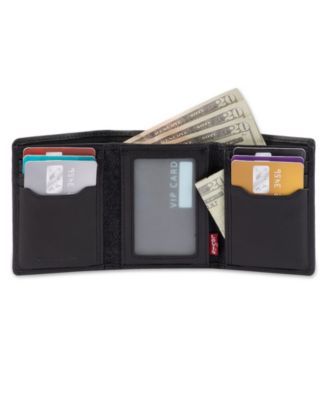 Men's RFID Genuine Leather Trifold Wallet with Hidden Zipper Pocket