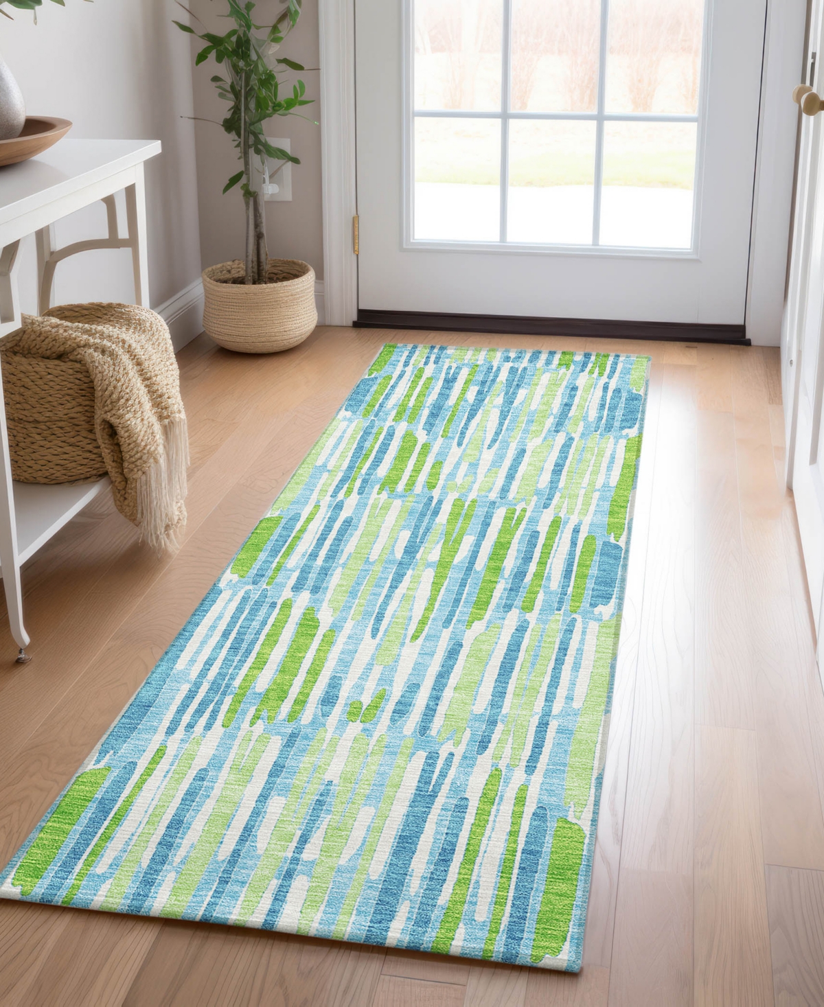 Addison Chantille Acn739 2'3"x7'6" Runner Area Rug In Aqua