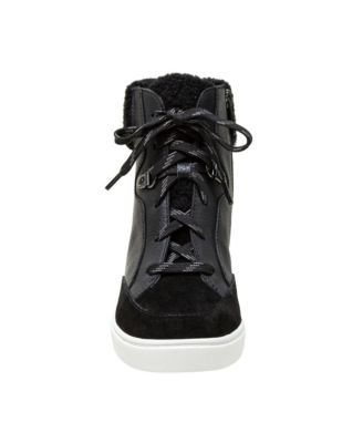 ARDEN Faux Shearling Trimmed Wedge Sneakers