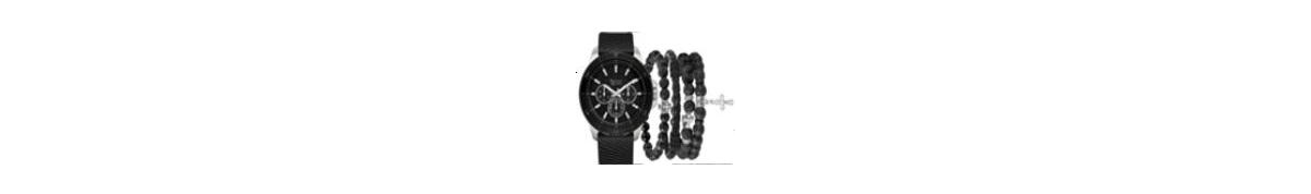 Men's Quartz Matte Black Silicone Strap Watch, 47mm - Black/Silver