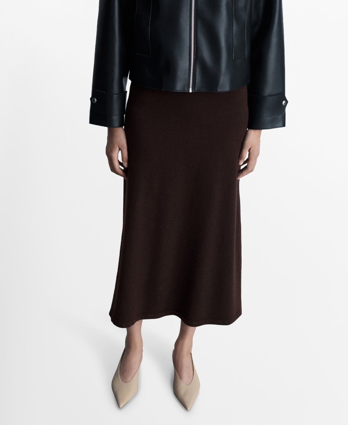 Mango Women's Ribbed Midi Skirt