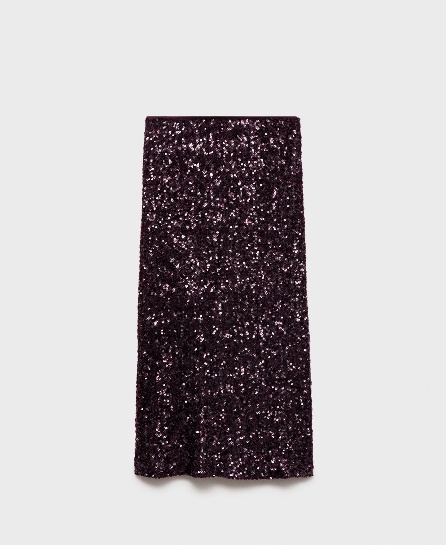 Женская юбка Mango Sequin Midi, цвет: Бордовый — фото 1