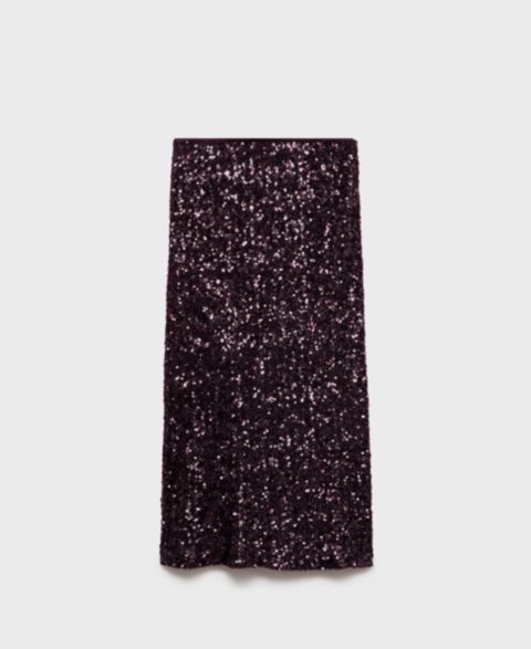 Женская юбка Mango Sequin Midi, цвет: Бордовый