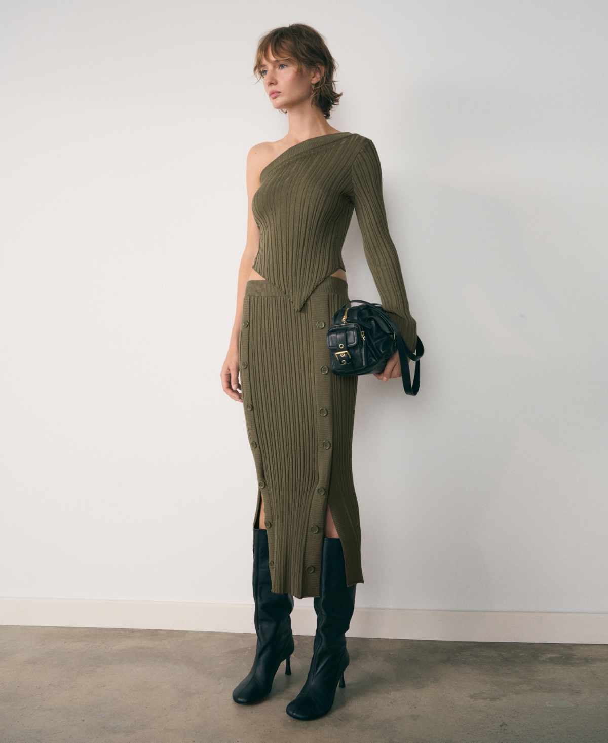 Mango Women's Buttoned Knit Skirt