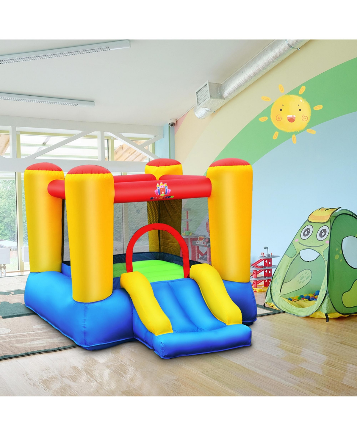 Gymax Kids Inflatable Bouncer Bounce House Jumping Area Slide Without Blower