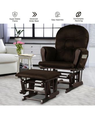 Glider and Ottoman Cushion Set Wood Baby Nursery Rocking Chair