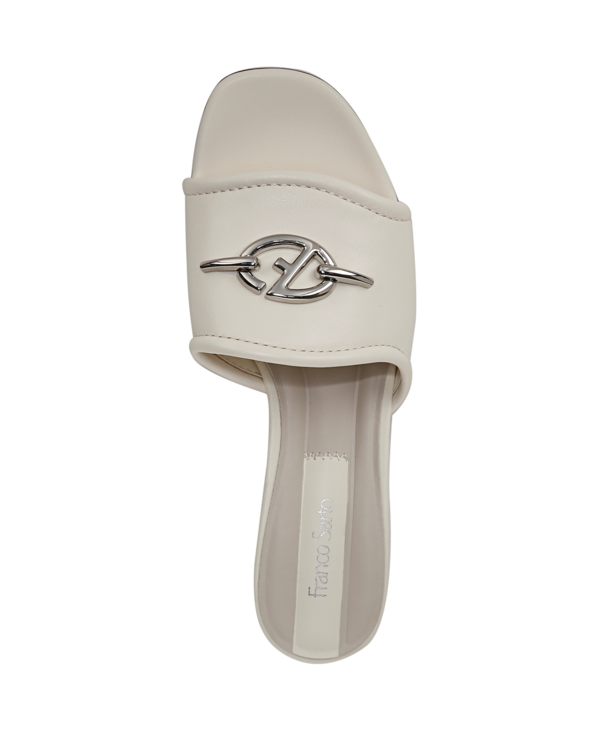 Franco Sarto Women's Noreen 2 Open Square Toe Block Heel Slide Sandals In Cream White Leather