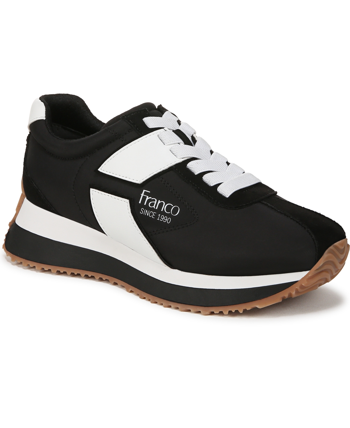 Women's Erica Lace Up Platform Sneakers - Black Faux Leather/Fabric