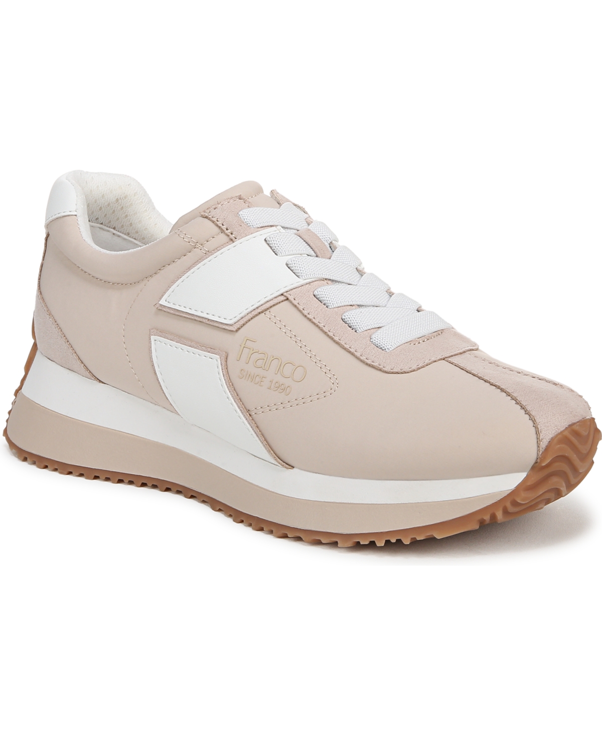 Franco Sarto Women's Erica Lace Up Platform Sneakers In Beige Faux Leather,fabric