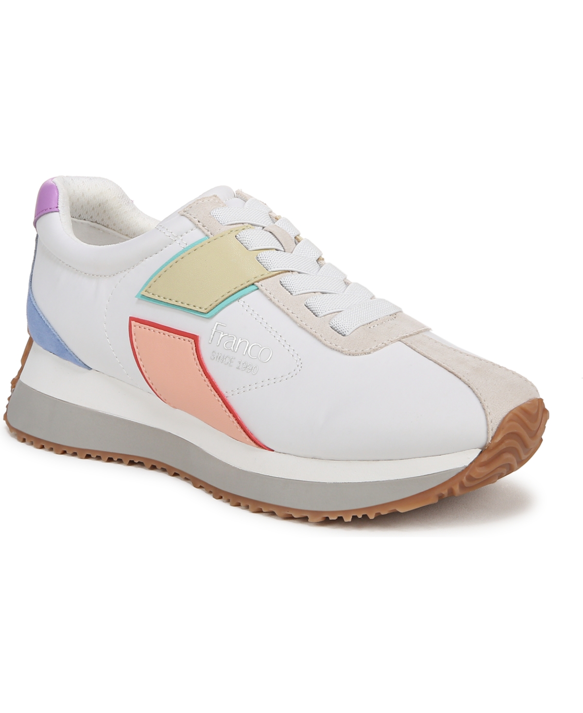 Women's Erica Lace Up Platform Sneakers - Multi White Leather/Faux Leaher/Fabric