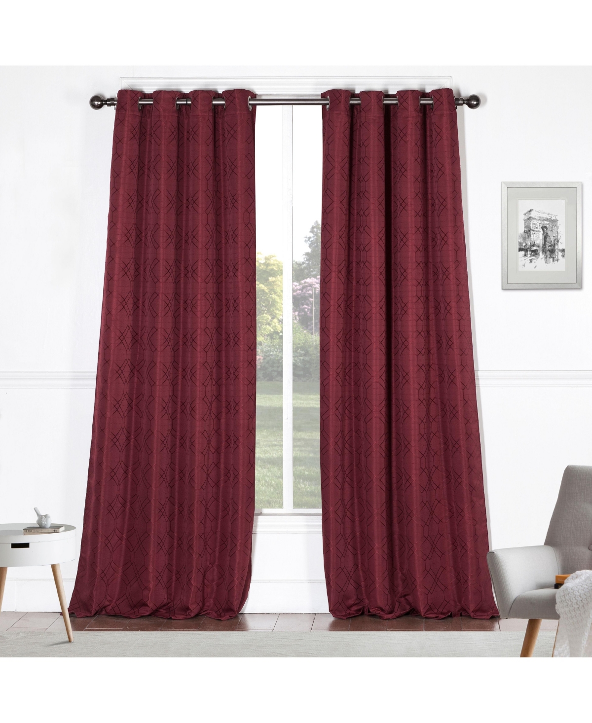 Dainty Home St Pierre Solid 3D Textured Room Darkening Curtain Panel for Bedroom, Single Grommet Panel, 54