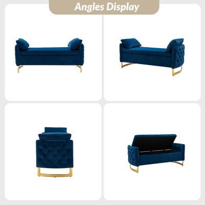 Christoph Upholstered Flip Top Storage Bench with Metal Legs