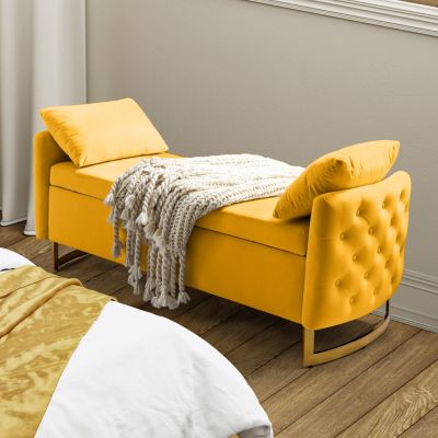 Christoph Upholstered Flip Top Storage Bench with Metal Legs