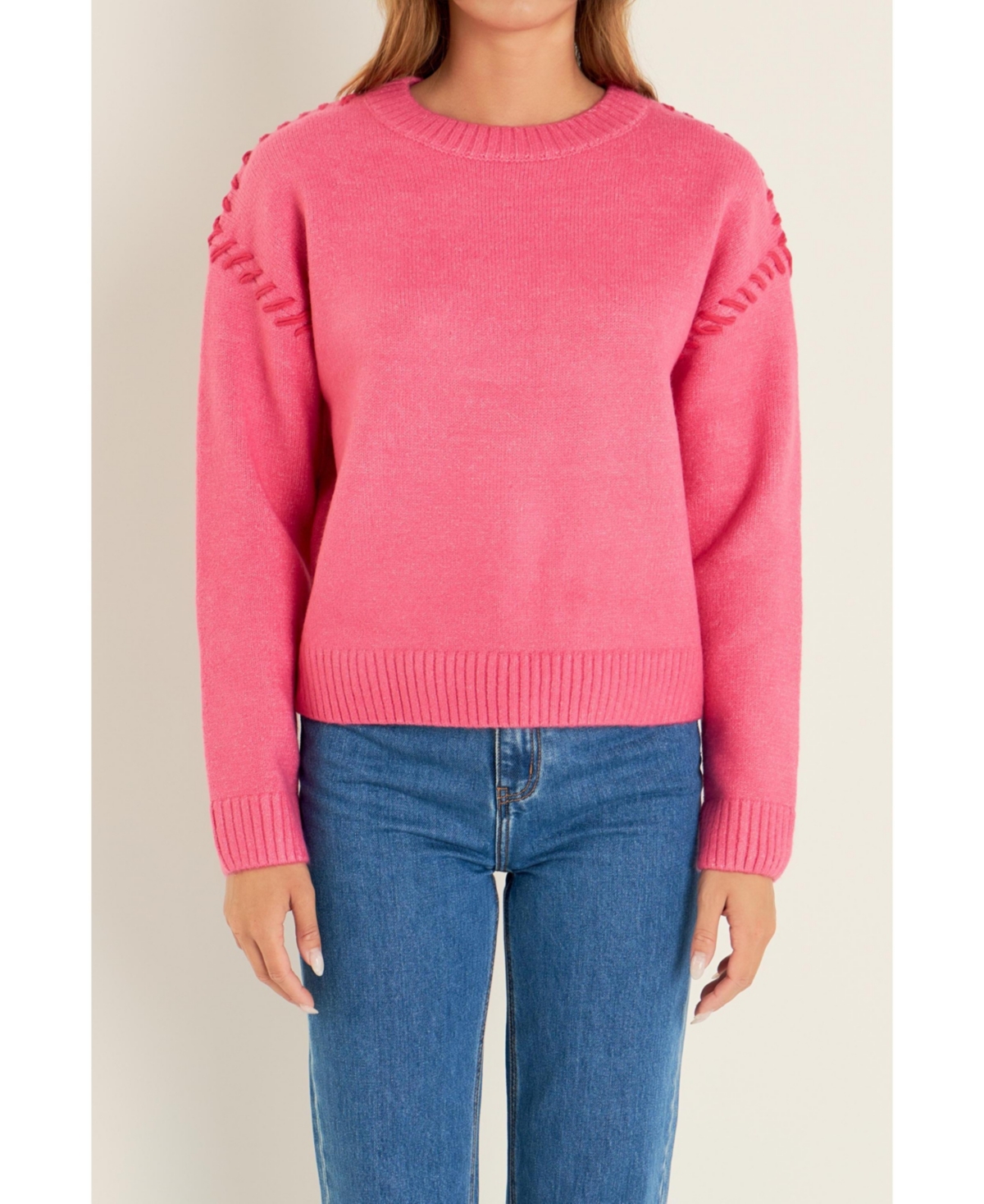 English Factory Women's Top Stitch Knit -fuchsia