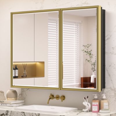 40'' W 30'' H Framed Medicine Cabinet with Mirror and 3 Adjustable Shelves