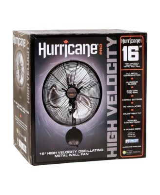 16 Inch Pro High Velocity Oscillating Metal Wall Mount Fan, Black
