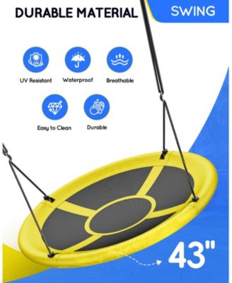 43" Saucer Tree Swing for Kids Adult, Waterproof Flying Saucer Swing with Adjustable Hanging Straps, Swing Seats for Backyard Outdoor Indoor Playground