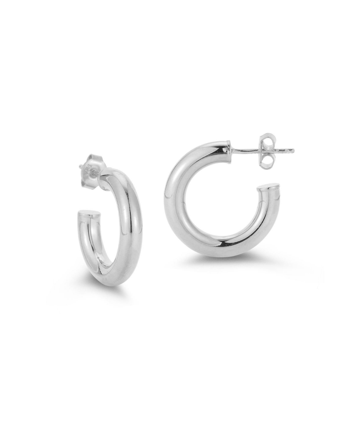 Rachel Zoe 14K Gold Plated Sterling4mm Thick Tube Hoop Earrings - Silver
