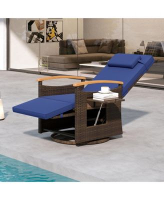 Patio Rattan 360° Swivel Recliner Chair with Adjustable Backrest and Footrest