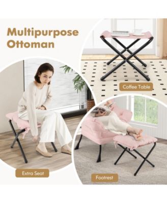 Modern Accent Chair with Folding Footrest and Head Pillow