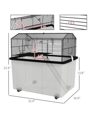 22" 2-Tier Hamster Cage with Extra-Deep 14" Base, Accessories,