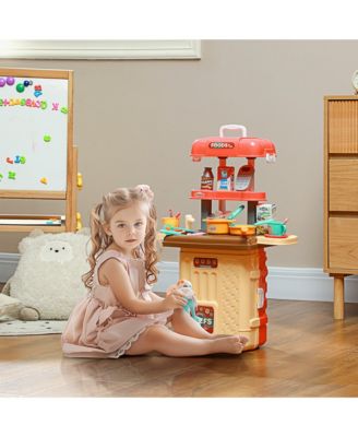 3 in 1 Play Kitchen Set, Foldable Pretend Play Toys for 3-6 Years Old
