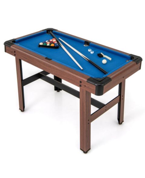 Детские игрушки Costway 48" Pool Table for Kids Adults with Full Set of Balls 2 Cue Sticks 2, цвет: Синий
