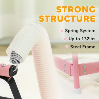 Spring Rocking Horse, Kids Ride on Horse w/ Saddle,