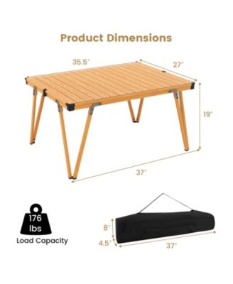 Folding Camping Table Picnic Table with Storage Bag and Waterproof Desktop