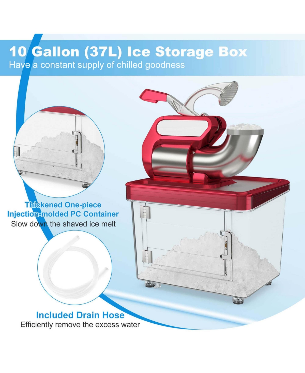 Costway 660LBS/H Commercial Ice Crusher with Dual Blades Safety On/Off Switch for Home