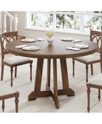 47 Inches Wood Round Farmhouse Dining Table