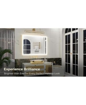 45° Angled Frontlit Metal Framed Bathroom Vanity Mirror with Anti-fog Function