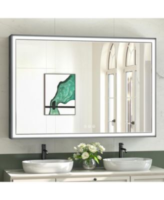 45° Angled Frontlit Metal Framed Bathroom Vanity Mirror with Anti-fog Function