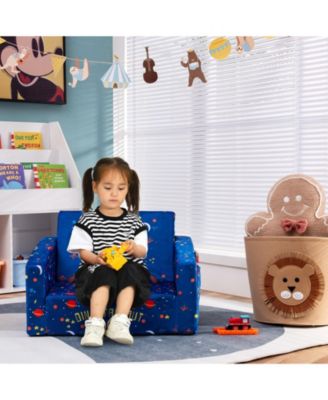 2-in-1 Convertible Kids Sofa with Velvet Fabric