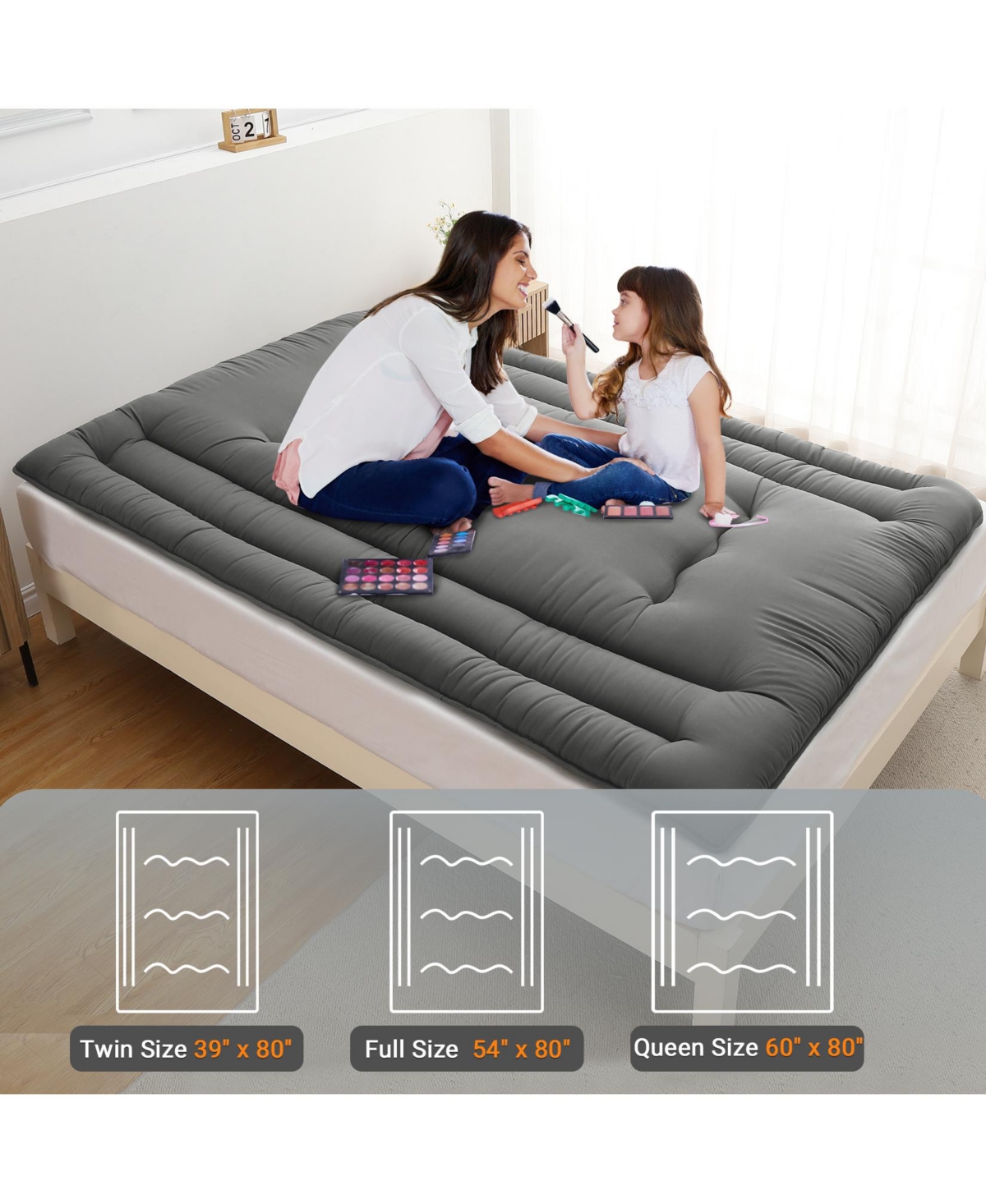 gaomon Japanese Floor Mattress Full, Foldable Futon, Thick Sleeping Pad & Portable Camping Mattress, for Living Room & Guest Room