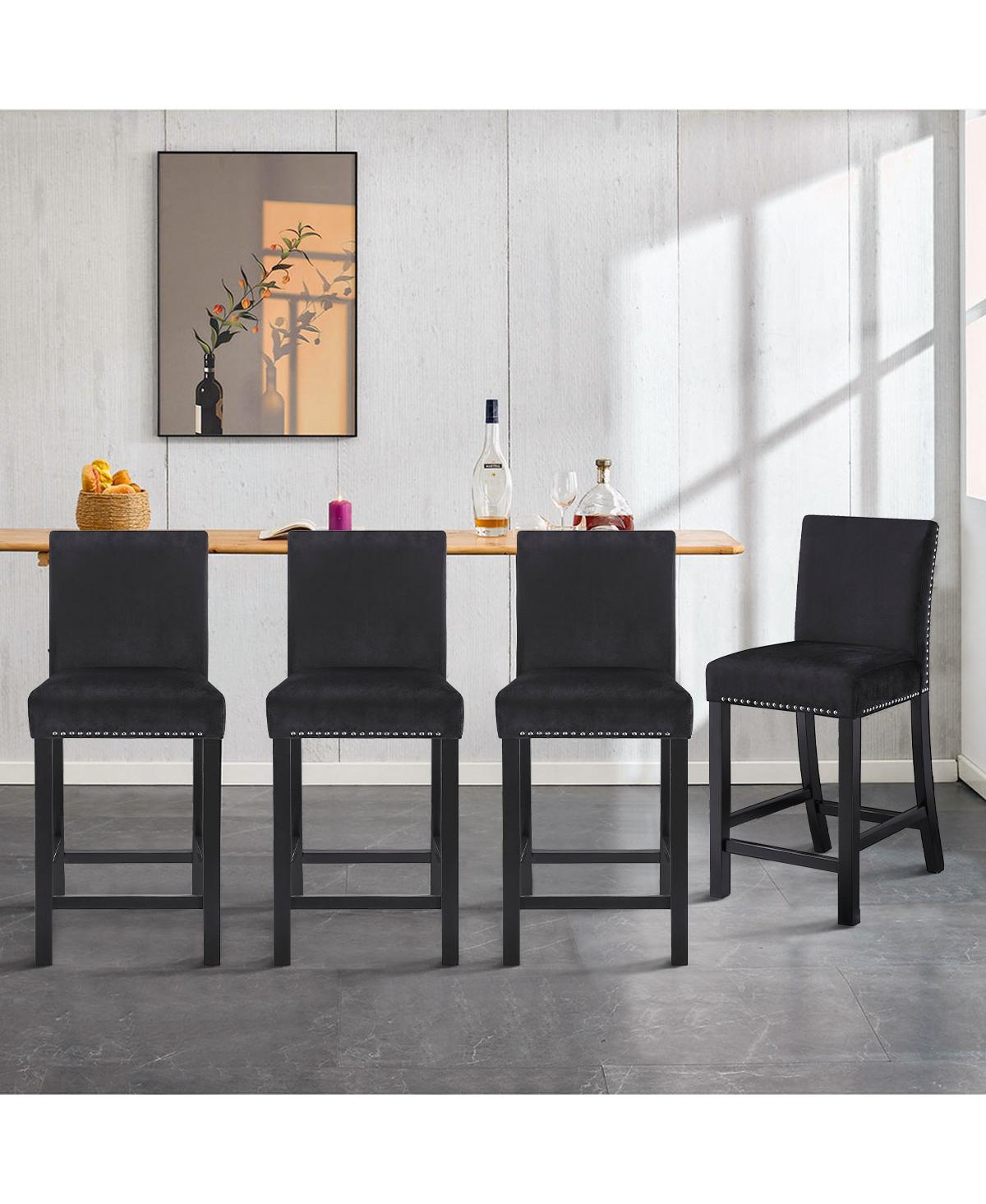 The Pop Home Set of 4 Dining Chairs with Nailhead Trim,Upholstered Chairs for Kitchen or Dining Room-The Pop Home
