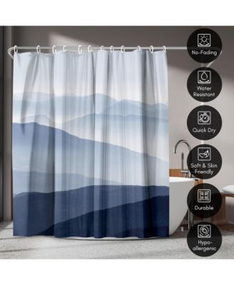 71x74 Blue Mountain Shower Curtain - 100% Polyester Shower Curtain