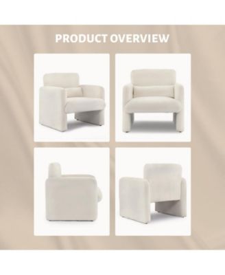 Modern Accent Chair, Single Sofa Chair with Arms, Chenille Upholstered Comfy Reading Arm Chair with Waist Pillow for Bedroom,Modern Accent Chair for Living Room, Office，Apartment