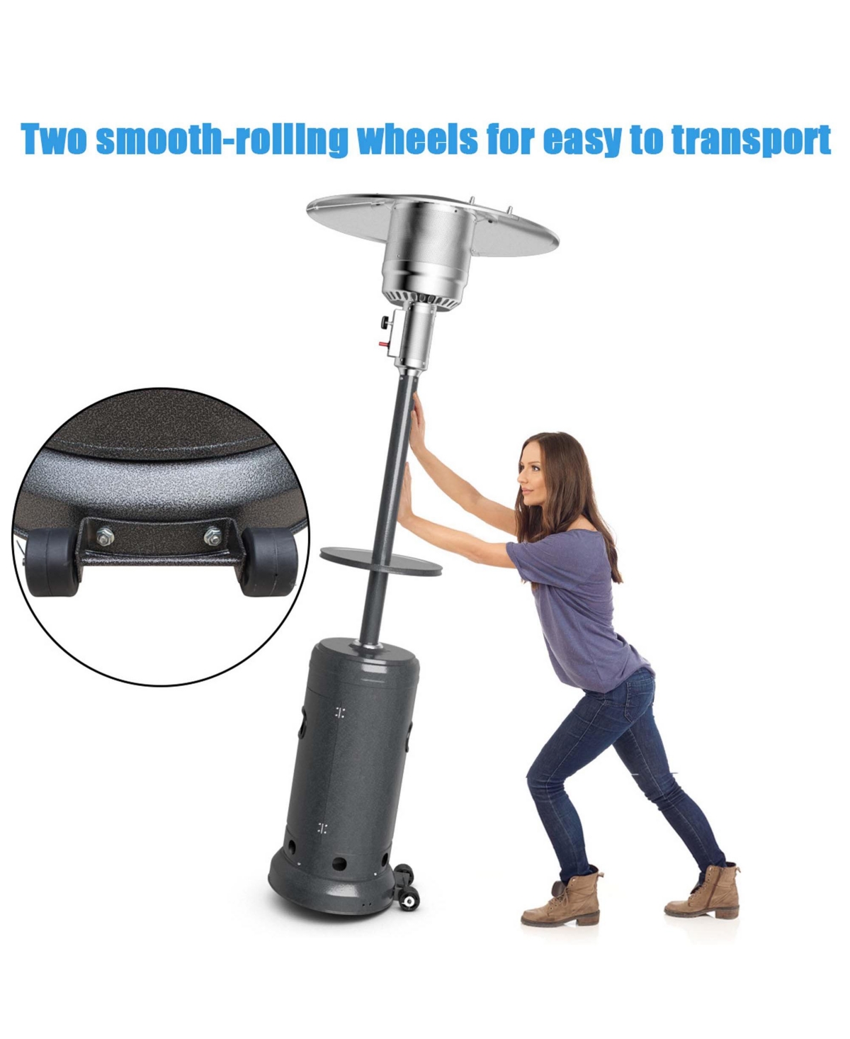 Costway 50000 Btu Propane Patio Heater Standing Lp Gas Steel W/ Wheels