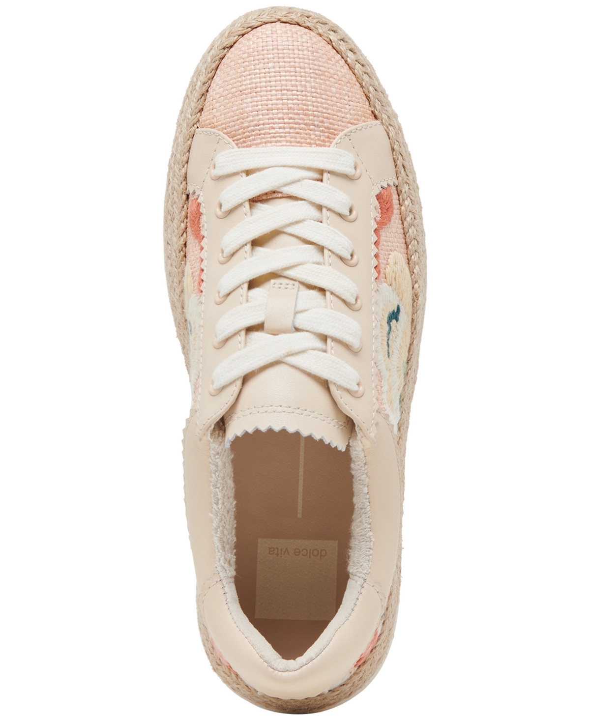 Dolce Vita Women's Azalia Floral Crochet Espadrille Lace-up Sneakers In Pink Floral Raffia