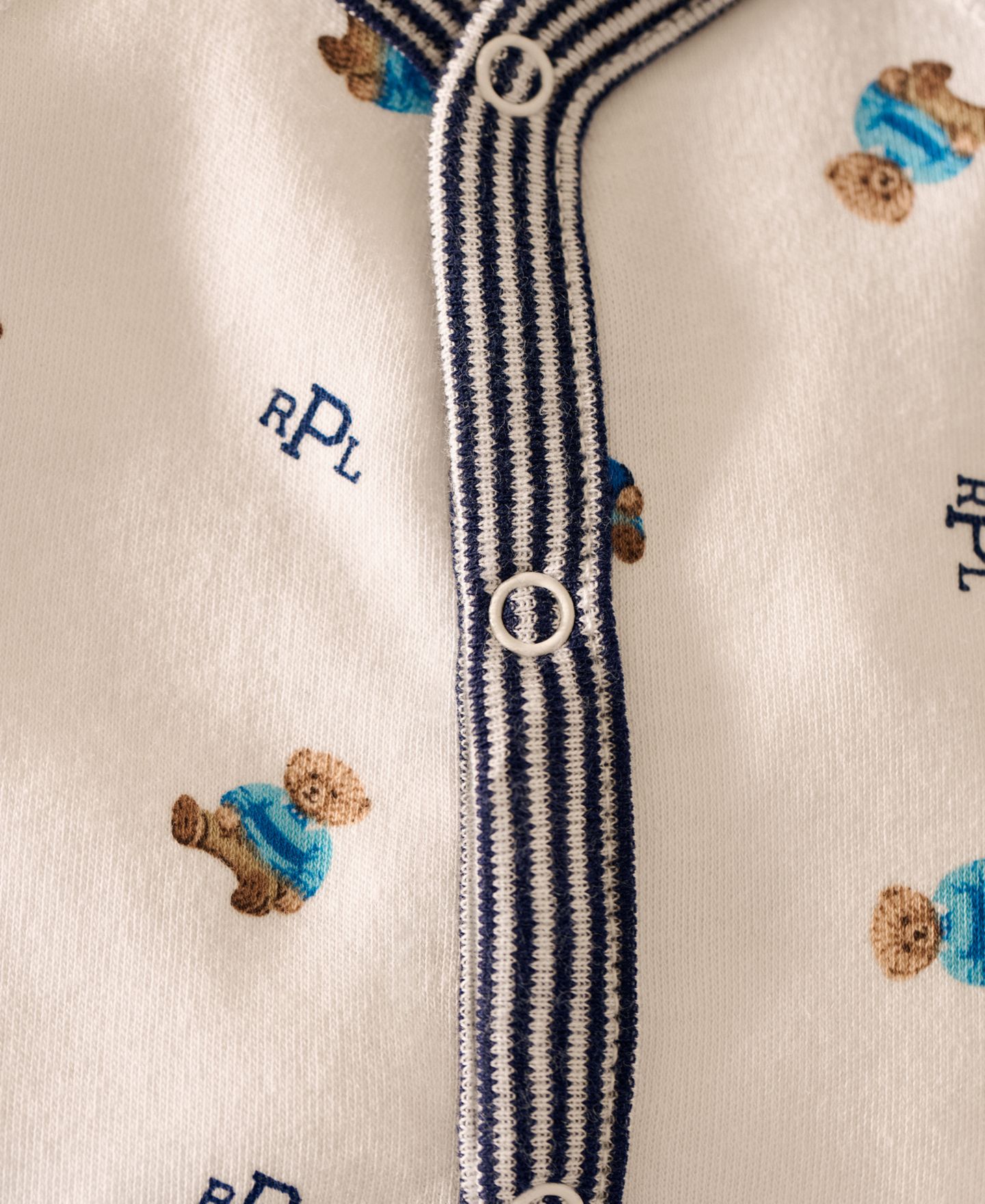 Детский хлопковый комбинезон Polo Ralph Lauren с мишкой и закрытыми ножками для малыша, цвет: Тёмно-синий — фото 6