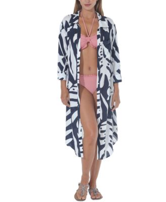 Women's Printed Shirtdress Cover-Up
