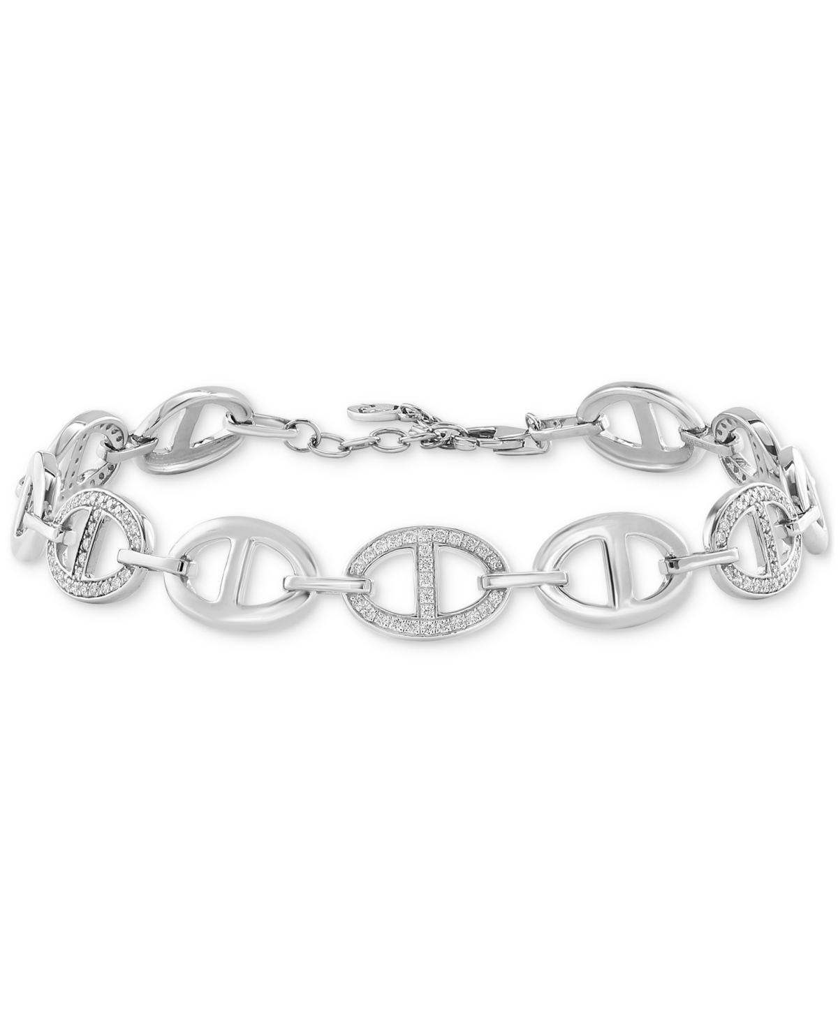 Shop Effy Collection Effy Diamond Pave Mariner Link Bracelet (1/2 Ct. T.w.) In Sterling Silver